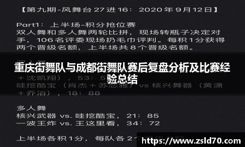 重庆街舞队与成都街舞队赛后复盘分析及比赛经验总结
